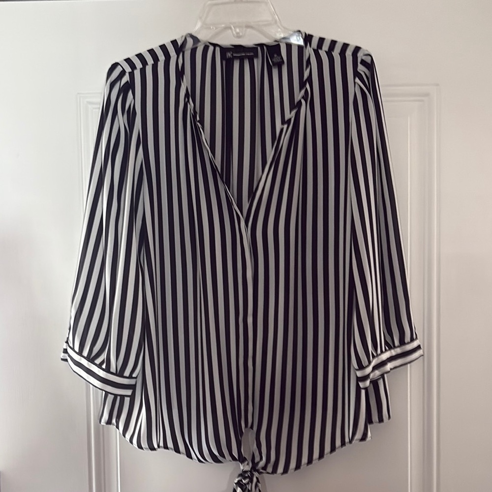 INC  Black and White Striped Women's Top